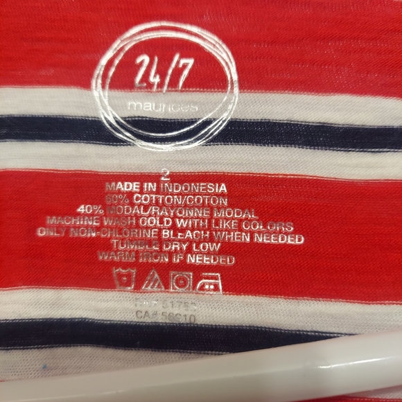 Maurices striped 2x criss-cross v neckline nautical colors plus size top - Picture 4 of 10